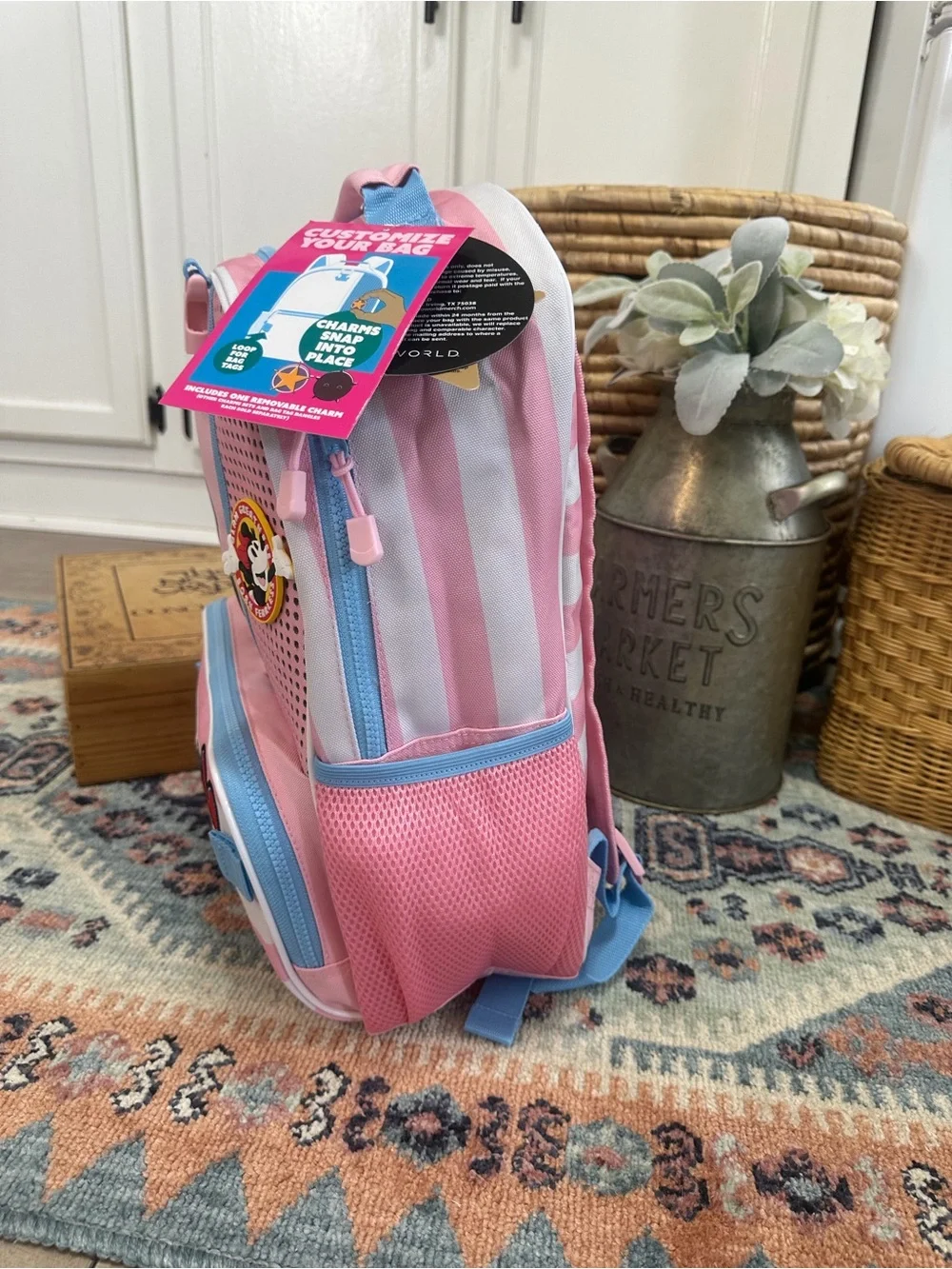 New Bio World Disney Minnie Mouse Large Book bag Pink Kids School Large Backpack